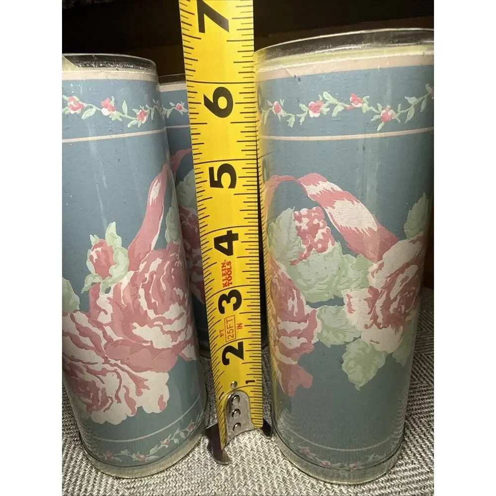 Monica’s Roses Wallpaper Border Lot 4 Rolls 15 Ft Each Floral Blue Vintage NOS